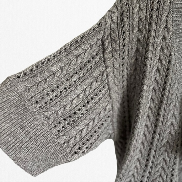 Splendid Women’s Grey Cable Knit Wool Blend Short Sleeve Cardigan Small - Picture 2 of 3
